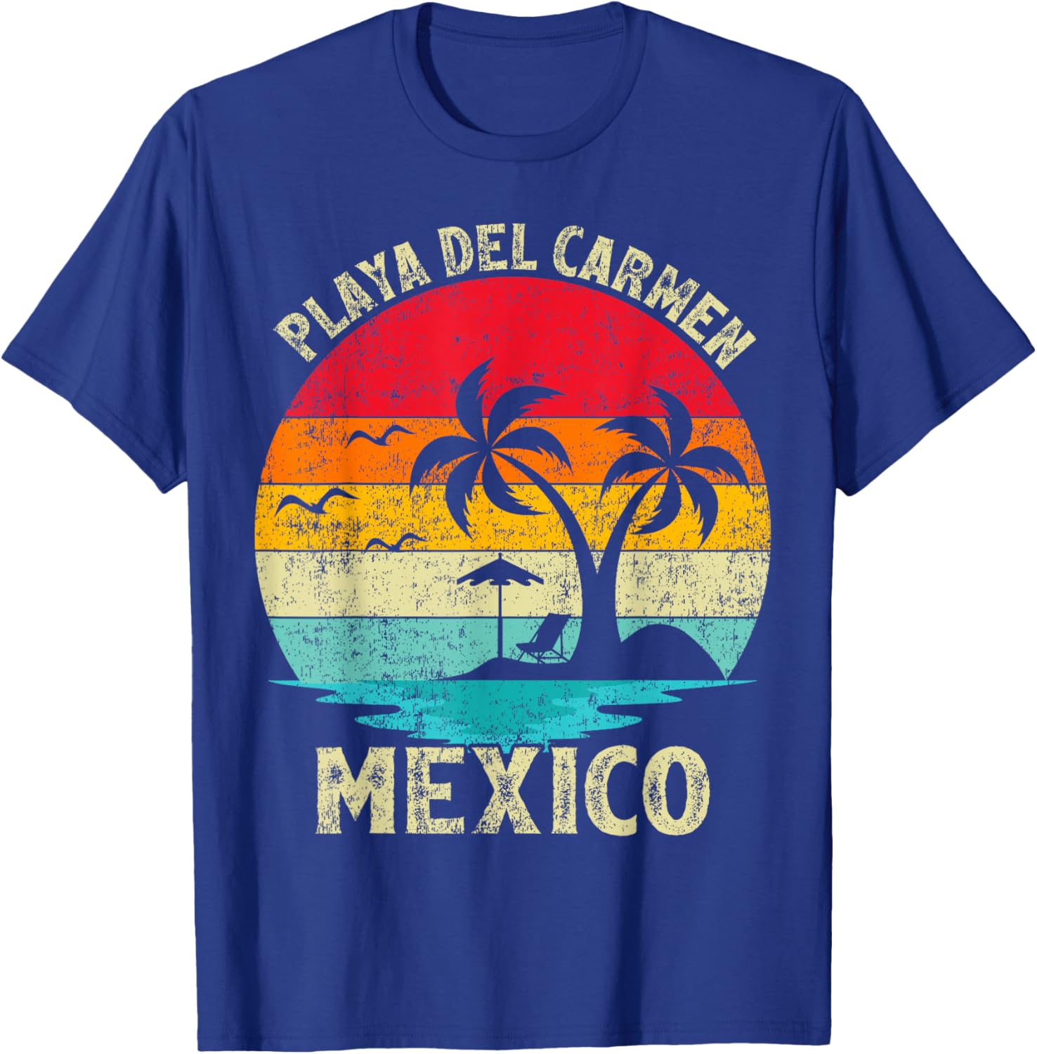 Family Vacation Vintage Retro Mexico Playa Del Carmen Beach T-Shirt - T-Shirt | Royal