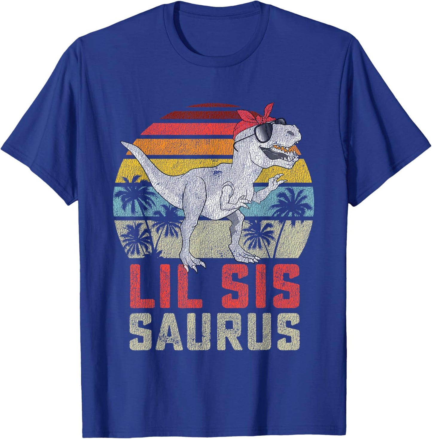 Lilsissaurus T-Rex Dinosaur Lil Sis Saurus Sister Family T-Shirt - T-Shirt | Royal