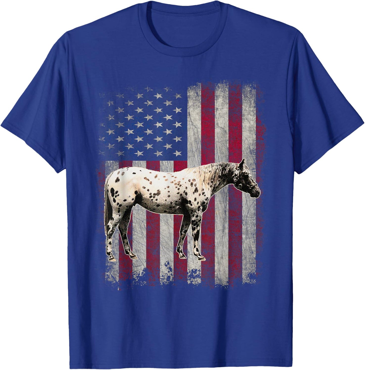 Appaloosa Horse Patriotic American Flag Vintage Horseback Women Kids Men T-Shirt - T-Shirt | Royal