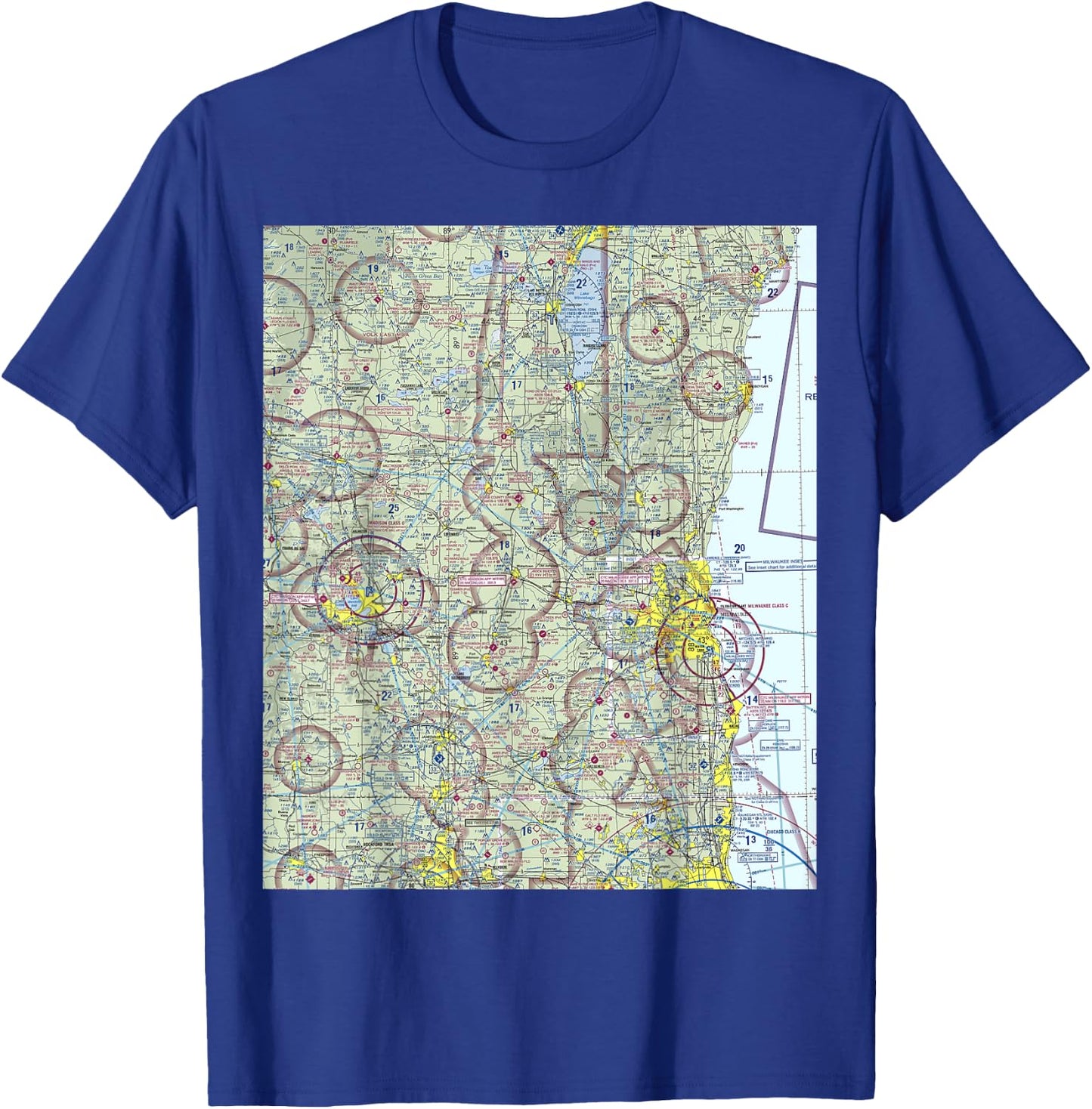 Aeronautical VFR Sectional Chart - Oshkosh T-Shirt - T-Shirt | Royal