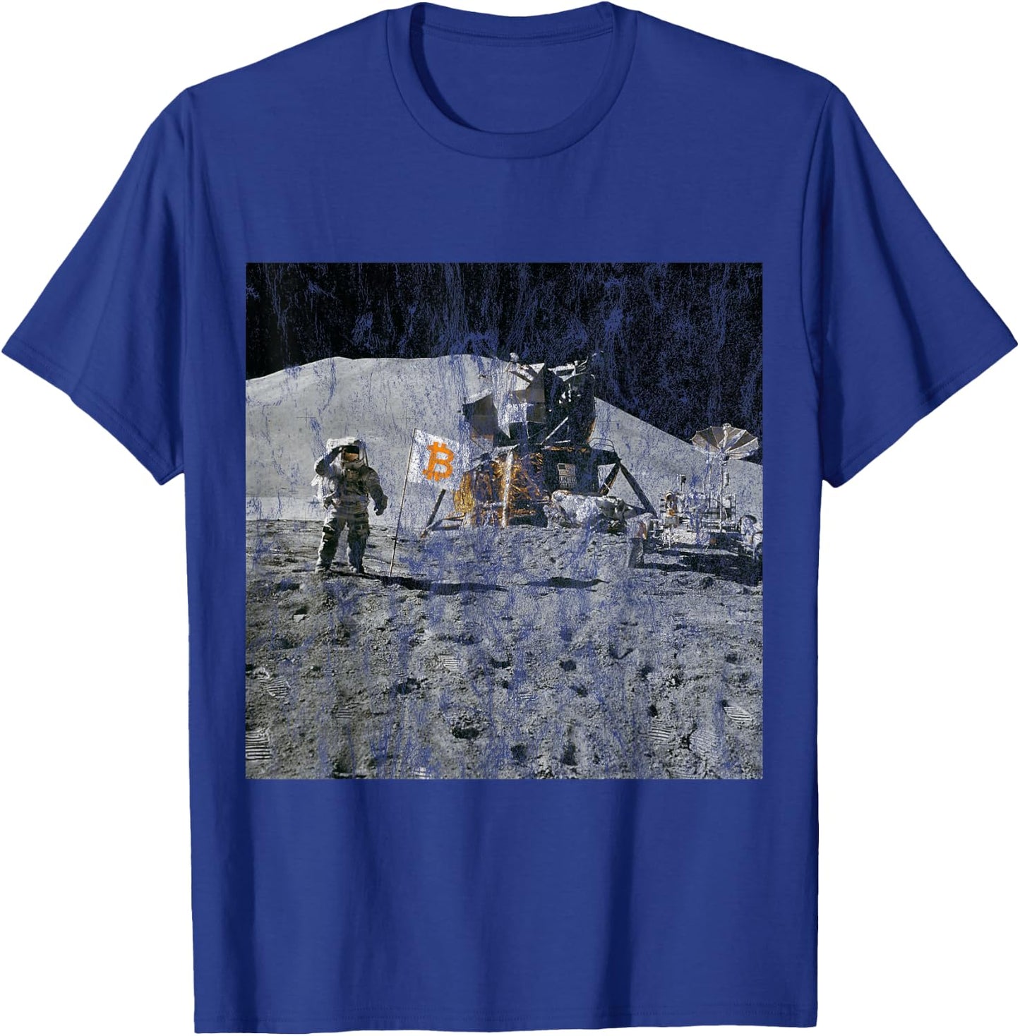 Real Photo From 1969 Apollo 11 BTC Bitcoin To The Moon T-Shirt - T-Shirt | Royal
