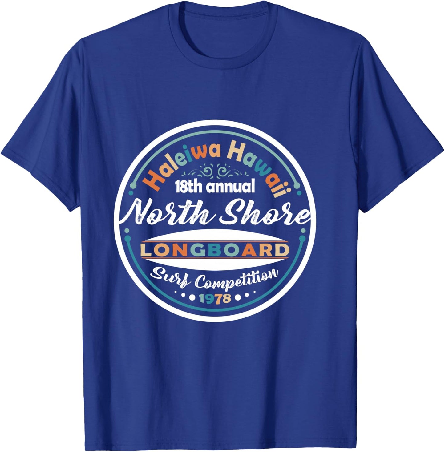 North Shore Long Board Surf Vintage Hawaii Beach T-Shirt - T-Shirt | Royal
