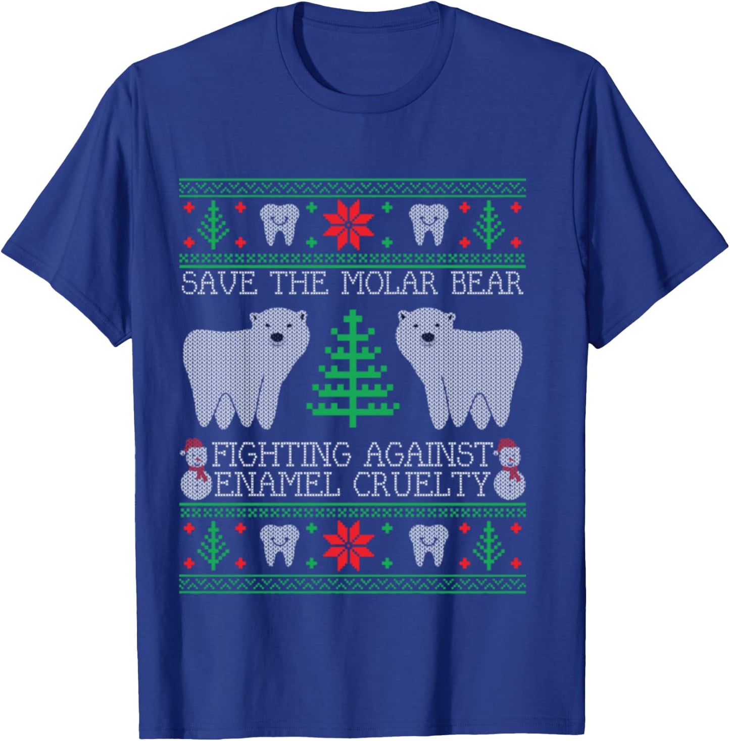 Save The Molar Bear Dental Dentist Ugly Christmas Sweaters T-Shirt - T-Shirt | Royal