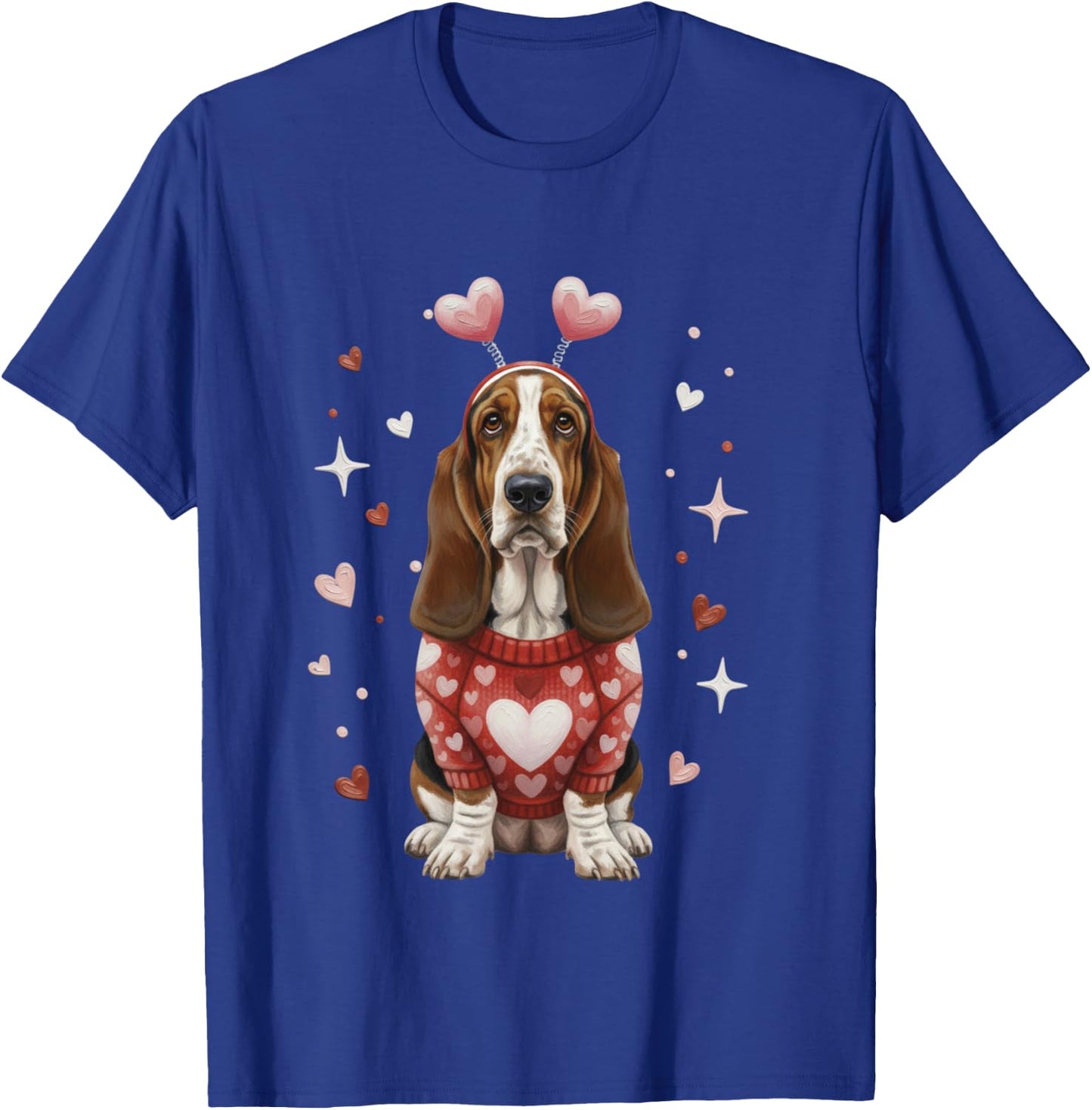 Cute Basset Hound Valentine Heart Valentines Day T-Shirt - T-Shirt | Royal