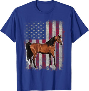 Arabian Horse Patriotic American Flag Vintage Horseback T-Shirt - T-Shirt | Royal