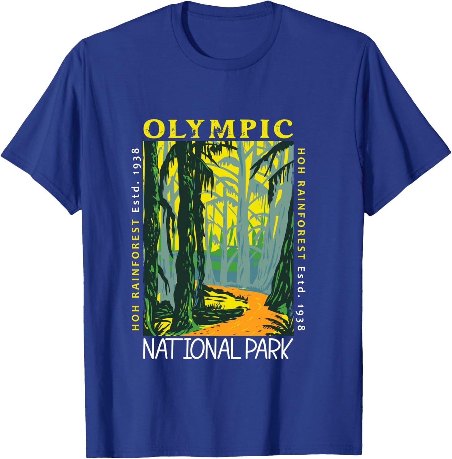 Hoh Rainforest Washington National Park Vintage T-Shirt - T-Shirt | Royal