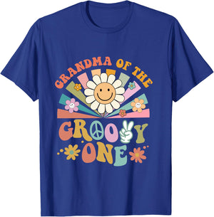 Grandma of Groovy One Matching Family First Birthday Party T-Shirt - T-Shirt | Royal