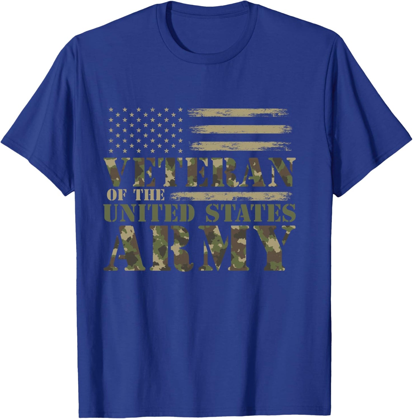 Veteran of The United States Army Camouflage US Flag Veteran T-Shirt - T-Shirt | Royal