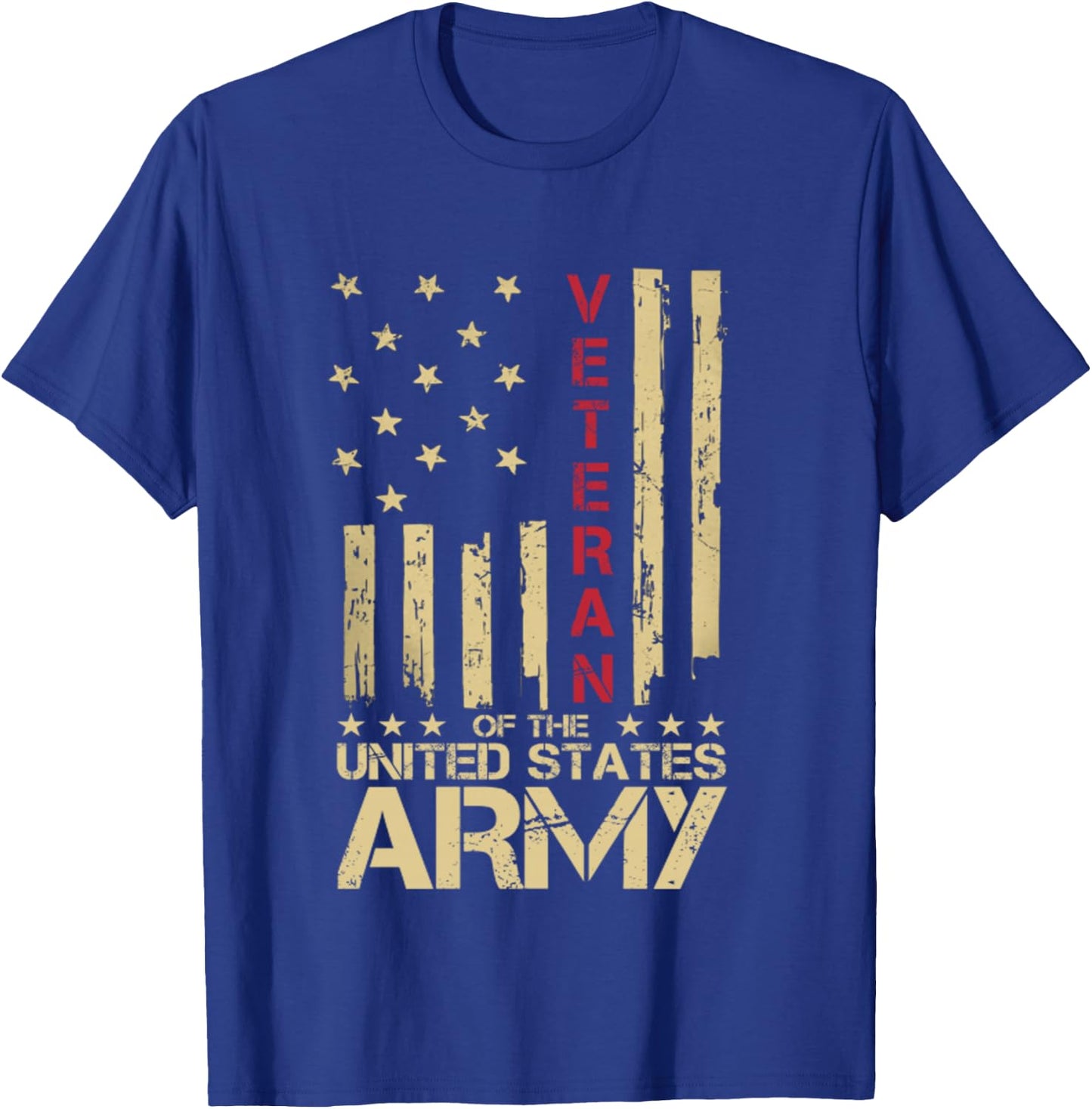 Patriotic U.S Army Veteran Red Line American Flag Vintage T-Shirt - T-Shirt | Royal