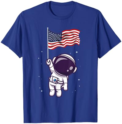 4th Of July Astronaut USA American Flag Funny Patriotic T-Shirt - T-Shirt | Royal