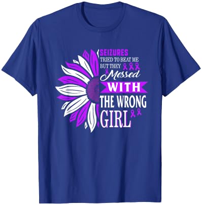 Seizures Tried To Beat Me Epilepsy Warrior Awareness Purple T-Shirt - T-Shirt | Royal