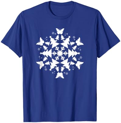 Snowflake Christmas Butterfly T-Shirt - T-Shirt | Royal