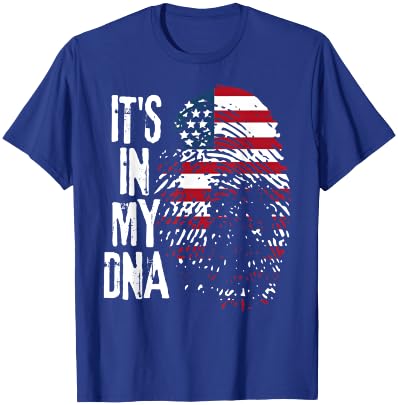 American fLAG It's In My DNA Fingerprint Patriotic USA Flag Women Kids Men T-Shirt - T-Shirt | Royal