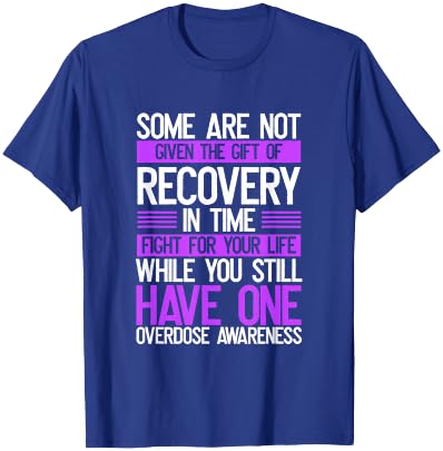 Overdose Awareness Fighter Purple Ribbon Drug Abuse T-Shirt - T-Shirt | Royal