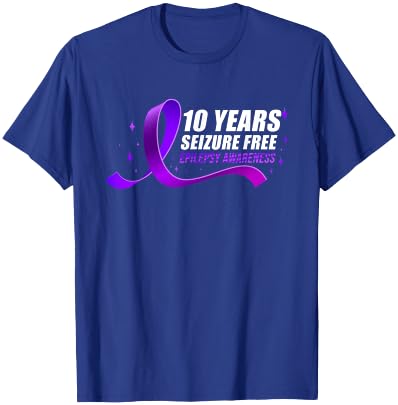 Epilepsy Awareness Ribbon 10 Years Seizure Free T-Shirt - T-Shirt | Royal