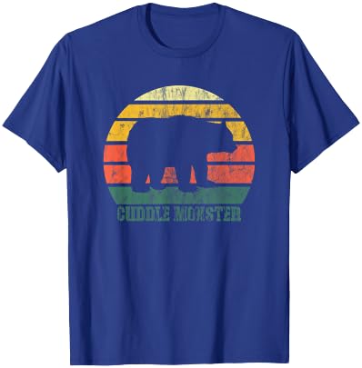 Retro Cuddle Monster Bear Fun Novelty T-Shirt - T-Shirt | Royal