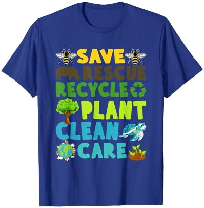 Save Bees Rescue Animals Recycle Plastic Earth Day Planet T-Shirt - T-Shirt | Royal
