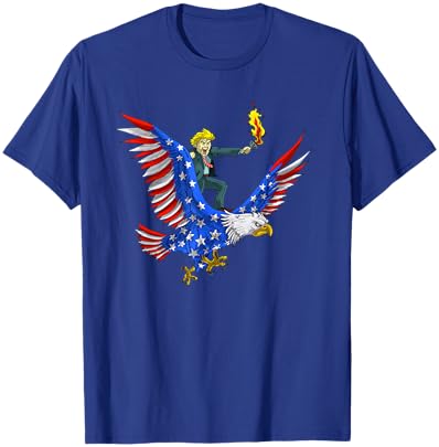 Trump On USA Eagle Cute US 4th Of July Funny American Gift Women Kids Men T-Shirt - T-Shirt | Royal