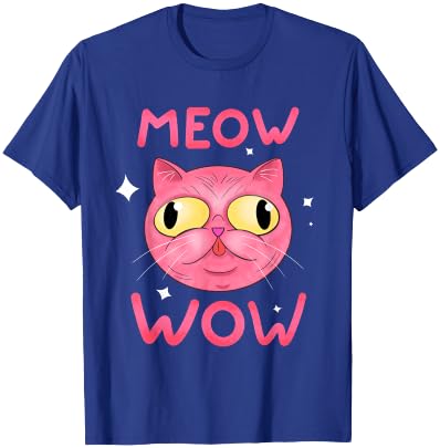 Cat Meow Wow Women Girls Kids T-Shirt - T-Shirt | Royal