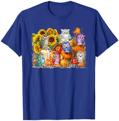 Autumn Owl Sunflower Pumpkin Halloween Costume T-Shirt - T-Shirt | Royal