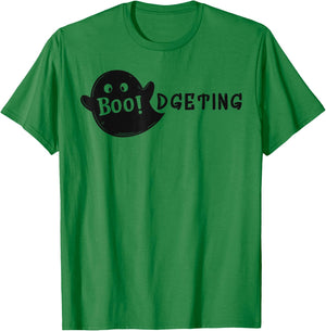 Boodgeting Halloween Humor Finance Department T-Shirt - T-Shirt | Irish Green