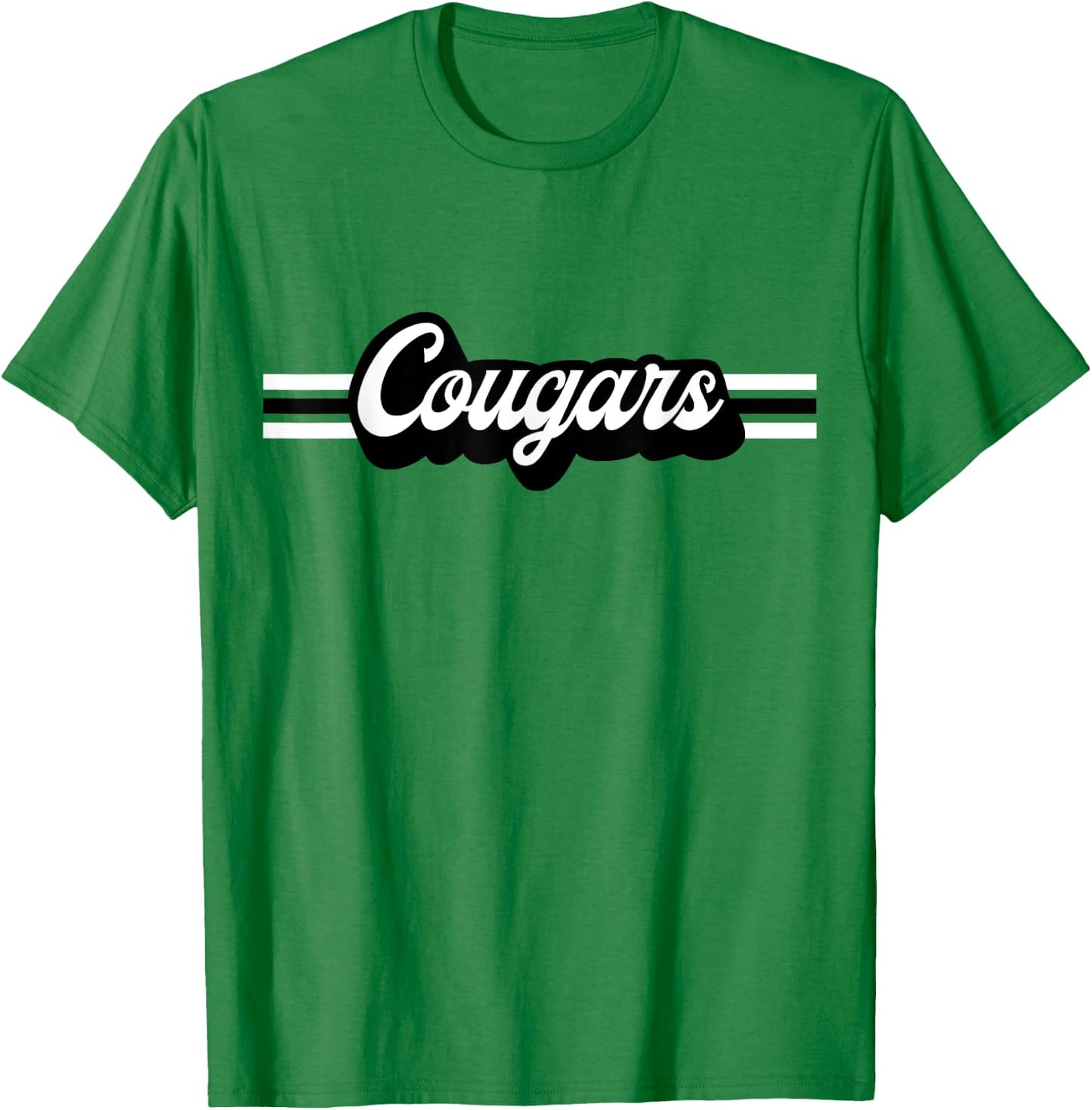 Retro Cougars Mascot, School Spirit, Cougar Sports T-Shirt - T-Shirt | Irish Green