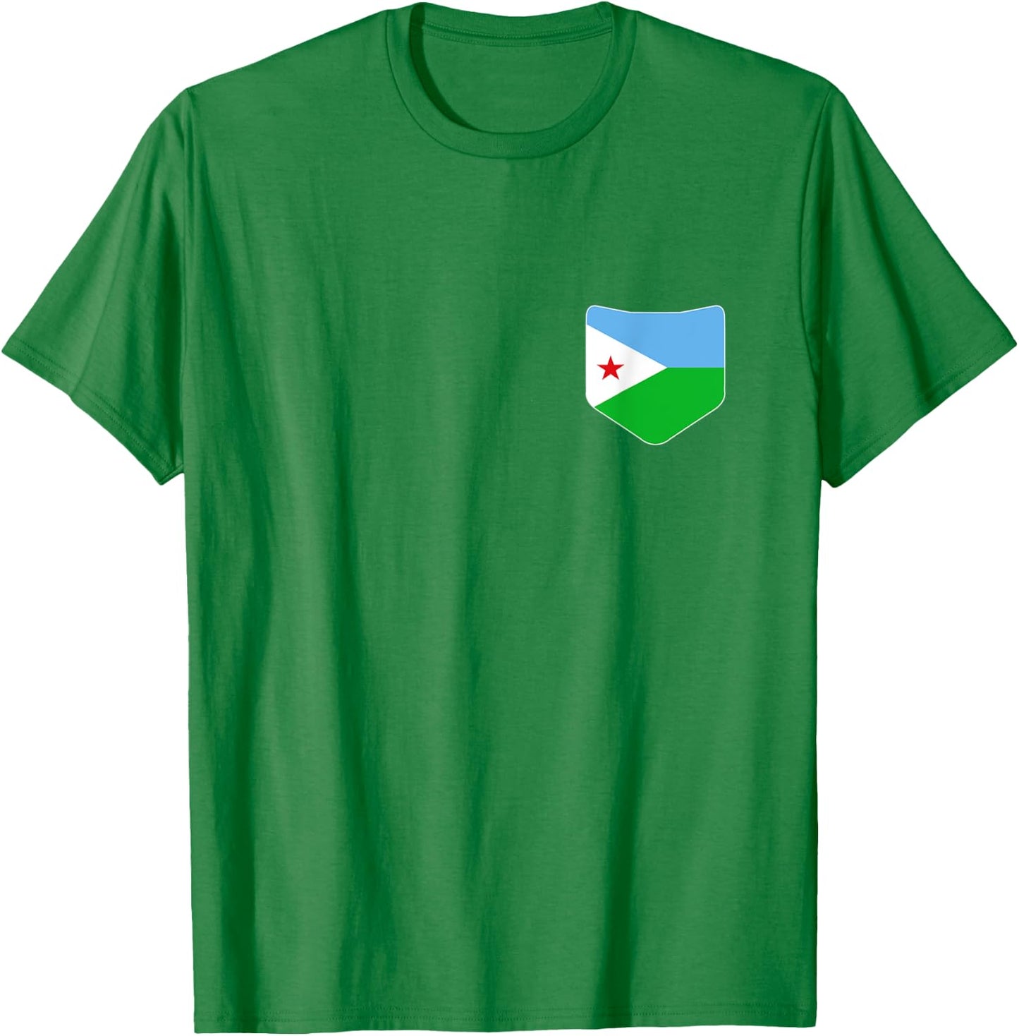 Djibouti Flag with Printed Djibouti Flag Pocket T-Shirt - T-Shirt | Irish Green
