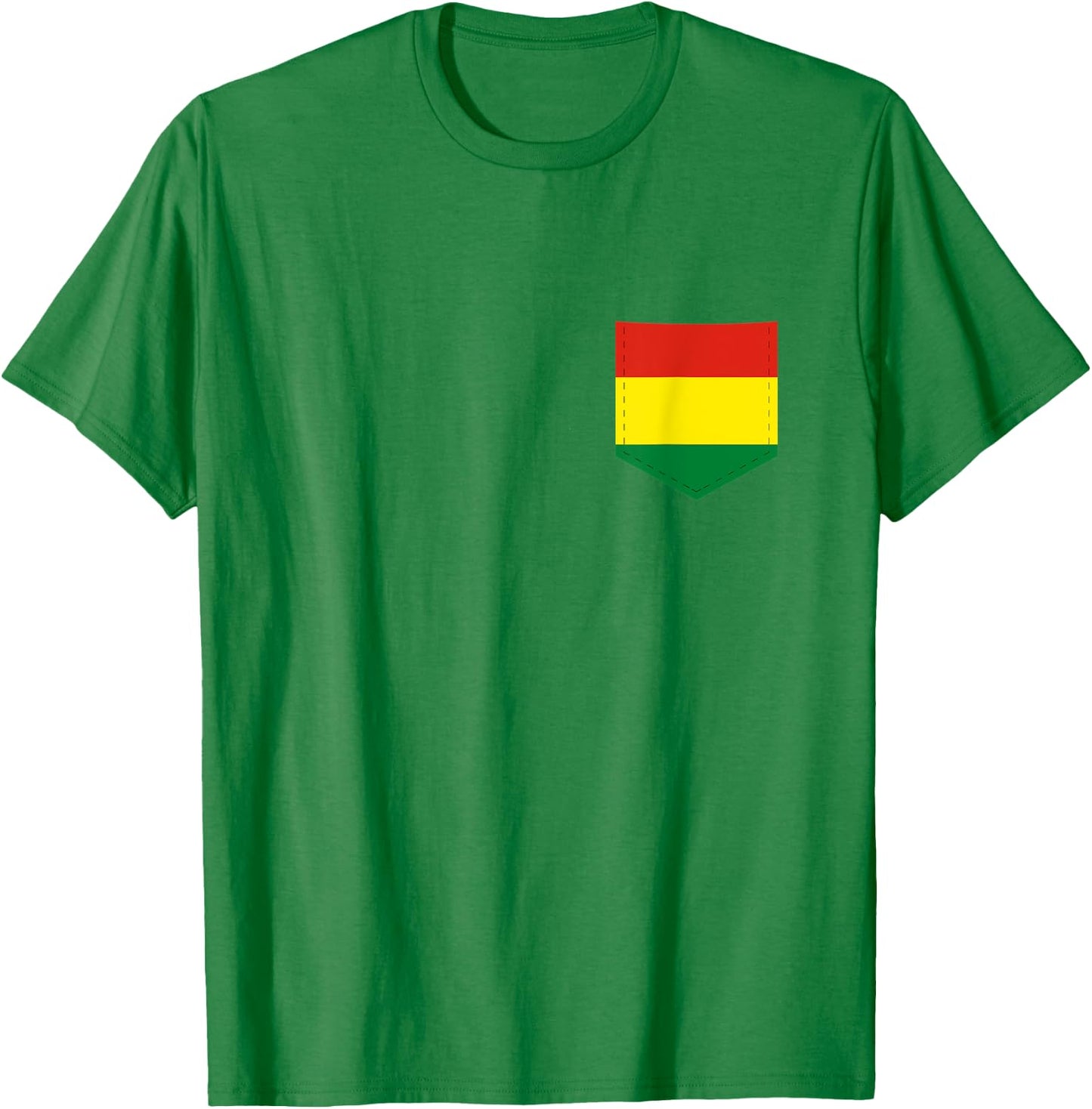 Bolivia Flag with Printed Bolivian Flag Pocket T-Shirt - T-Shirt | Irish Green