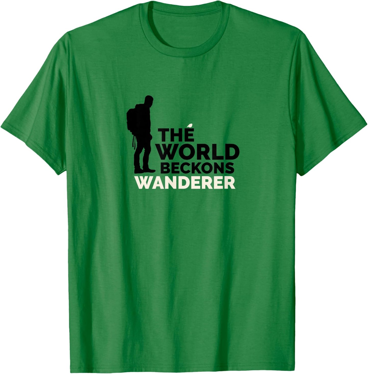 The World Beckons Wanderer - Hiker - Adventurer - Camping T-Shirt - T-Shirt | Irish Green