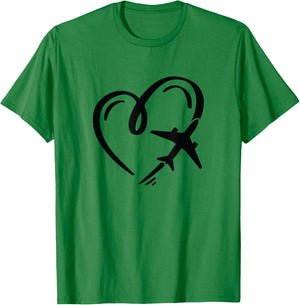 Love for travel heart airplane T-Shirt - T-Shirt | Irish Green