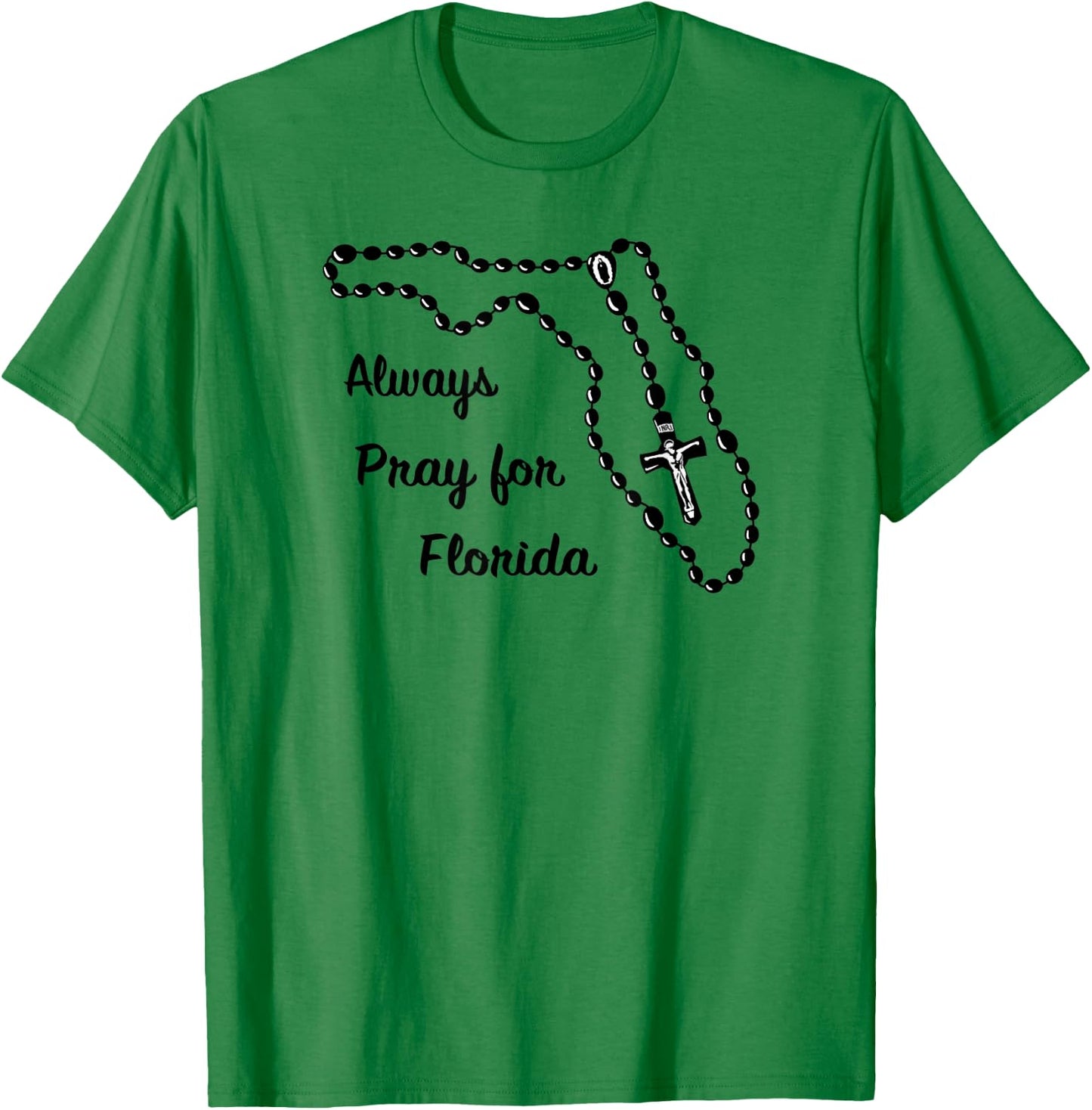 Florida State Map Catholic Rosary T-Shirt - T-Shirt | Irish Green