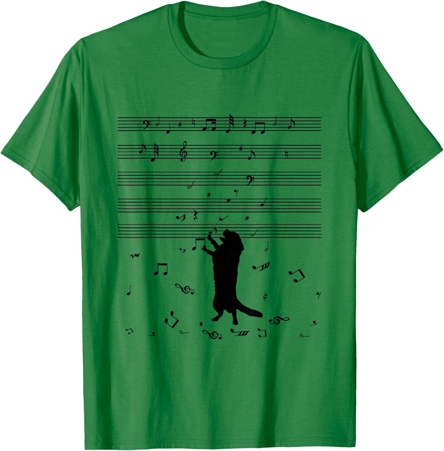 Dog Music Notes Treble Clef Dog Holder & Musicians T-Shirt - T-Shirt | Irish Green