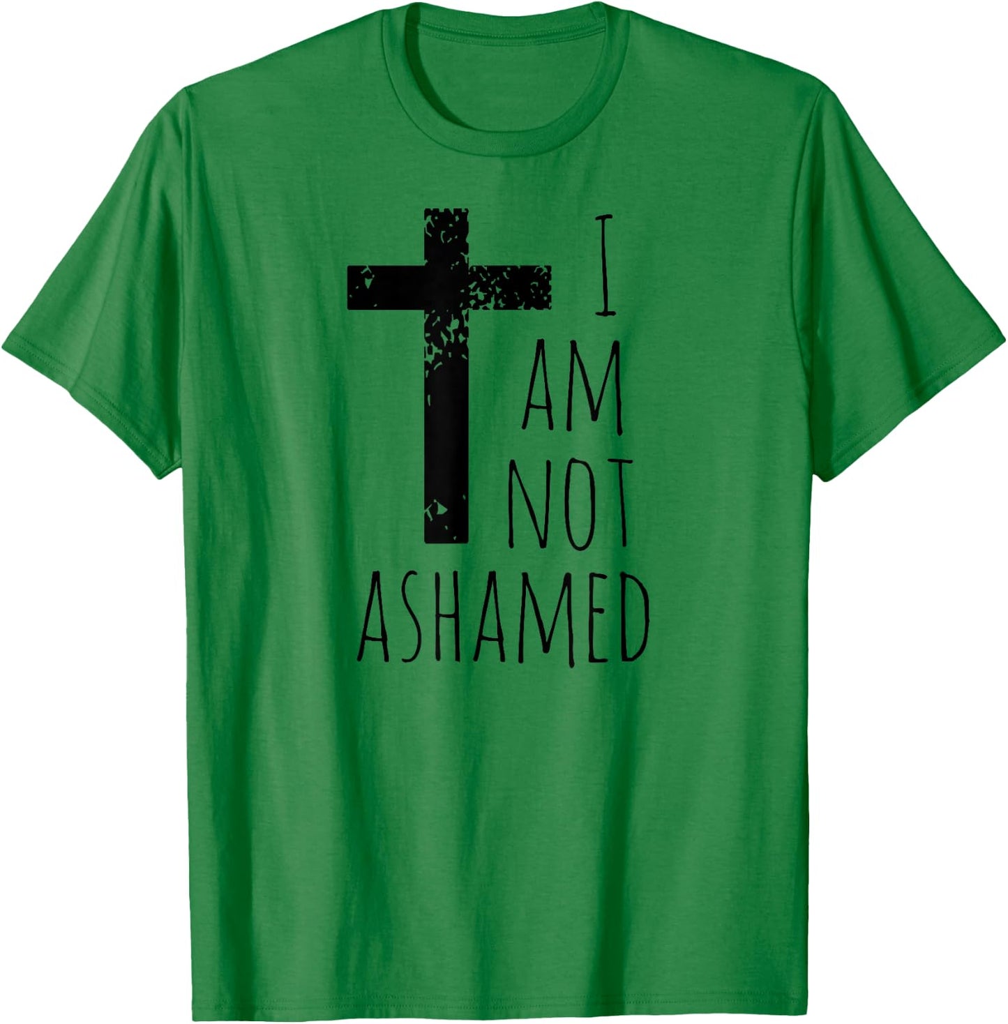 I am not ashamed - Big Red Cross - Gospel Christian Faith T-Shirt - T-Shirt | Irish Green