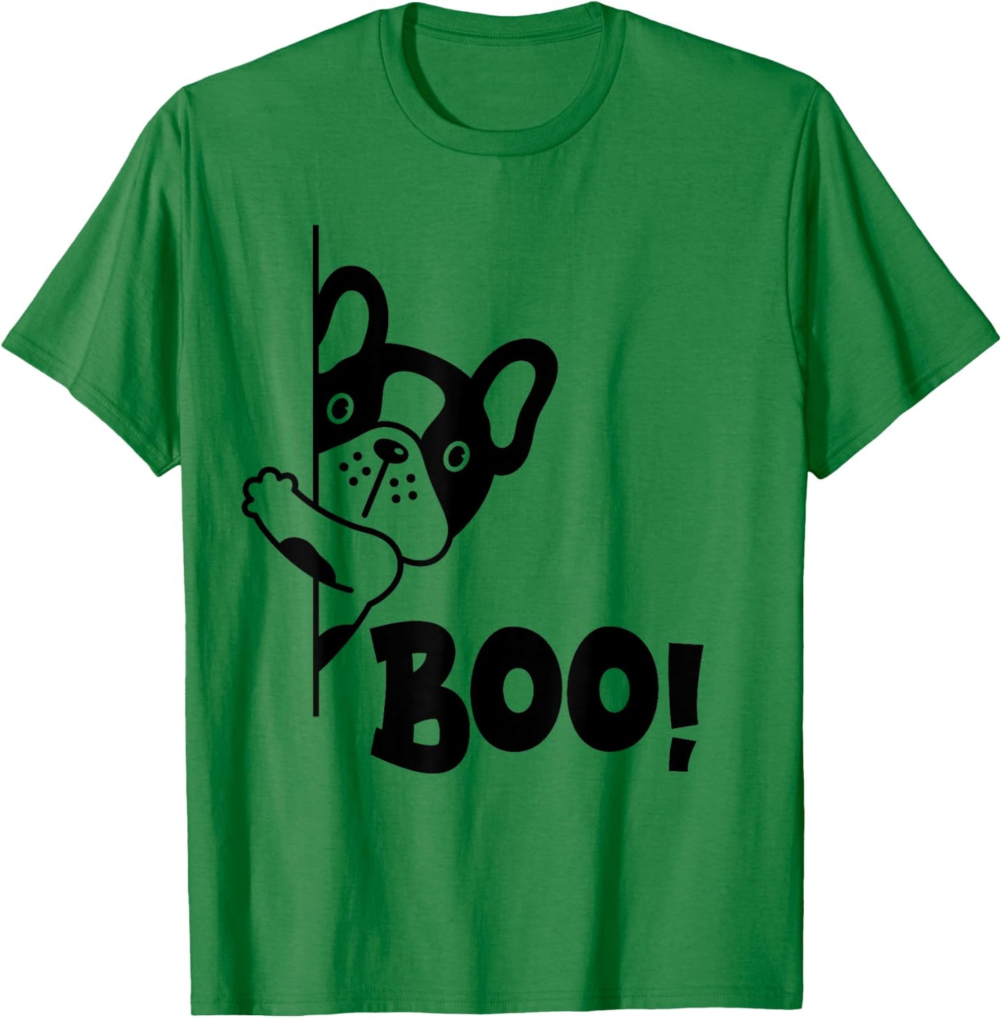 Boo! | Funny Hiding Peekaboo Scary Halloween French Bulldog Men Women Kids T-Shirt - T-Shirt | Irish Green