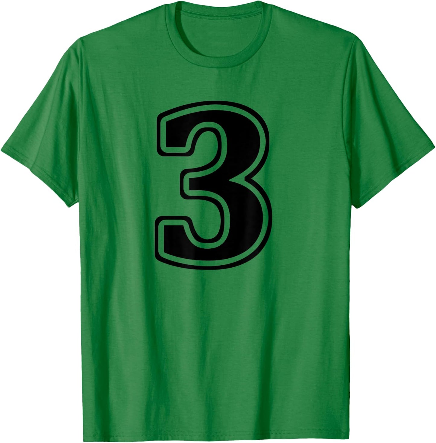 Number 3 Three Front & Back Team Uniform or Birthday T-Shirt - T-Shirt | Irish Green