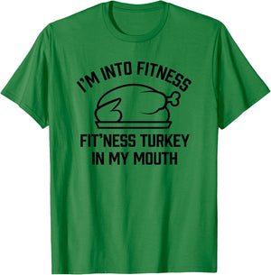 I'm into Fitness Turkey in My Mouth boys Funny Thanksgiving T-Shirt - T-Shirt | Irish Green