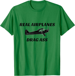 Real Airplanes Drag Ass Taildragger Pilot T-Shirt - T-Shirt | Irish Green