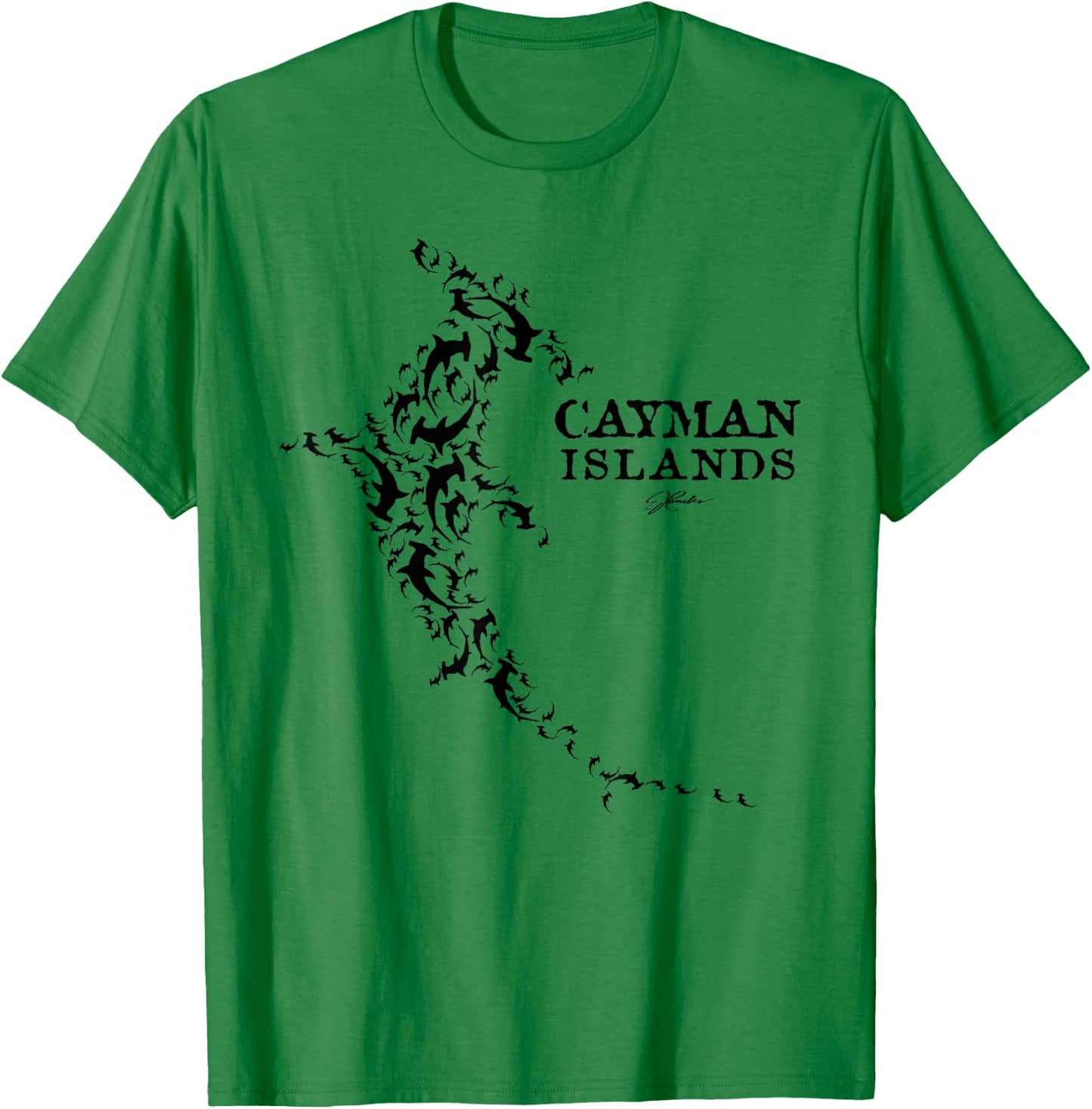 JCombs: Cayman Islands Hammerhead Shark School T-Shirt - T-Shirt | Irish Green