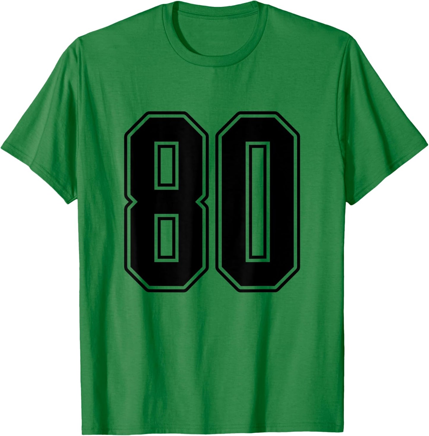 #80 Black Outline Number 80 Sports Fan Jersey Style Easy T-Shirt - T-Shirt | Irish Green