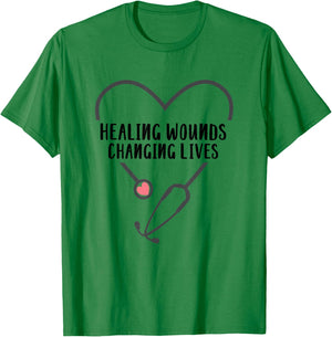 RN Wound Care Nurse Healing Wounds Changing Lives T-Shirt - T-Shirt | Irish Green