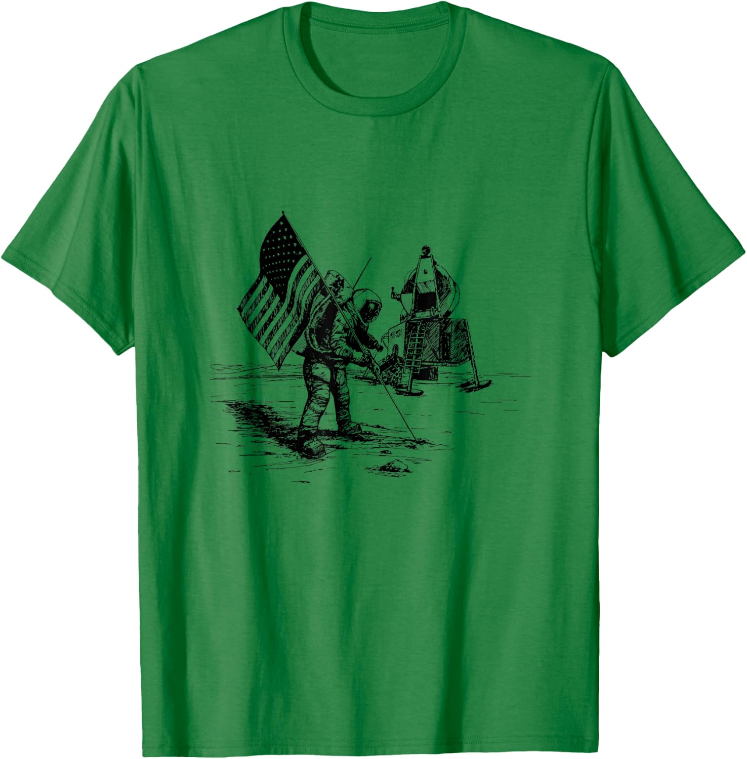 Vintage Apollo Moon Landing Artwork T-Shirt - T-Shirt | Irish Green