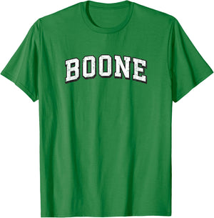 Boone North Carolina Vintage Athletic Sports B&W Print T-Shirt - T-Shirt | Irish Green