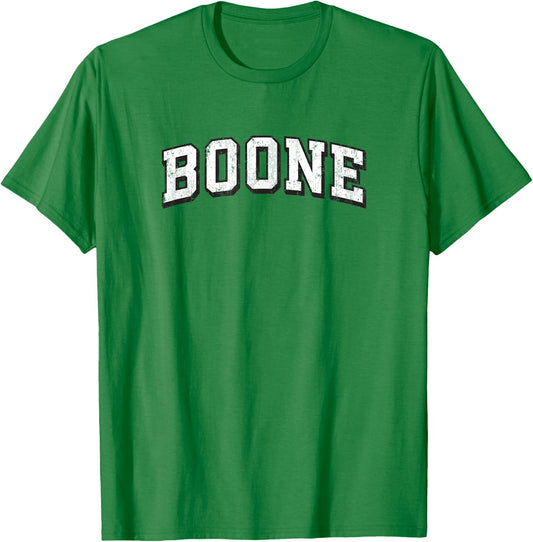 Boone North Carolina Vintage Athletic Sports B&W Print T-Shirt - T-Shirt | Irish Green