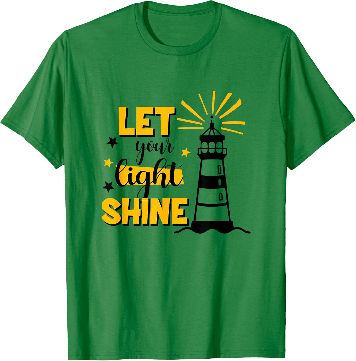 Let Your Light Shine Christian Faith Jesus God Lighthouse T-Shirt - T-Shirt | Irish Green