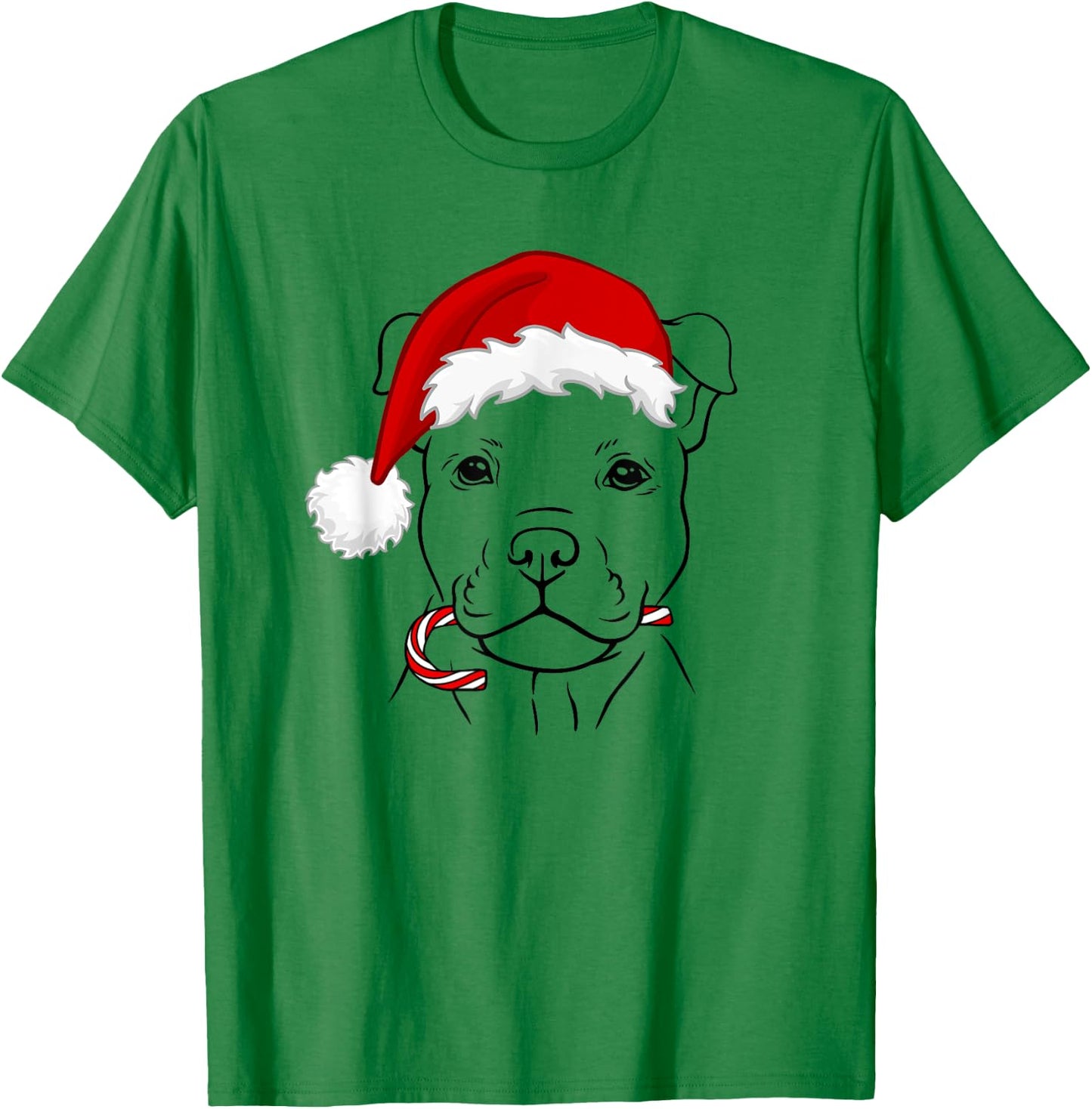 Christmas Puppy with Santa Hat and Candy Cane - Dog Lovers Men Women Kids T-Shirt - T-Shirt | Irish Green