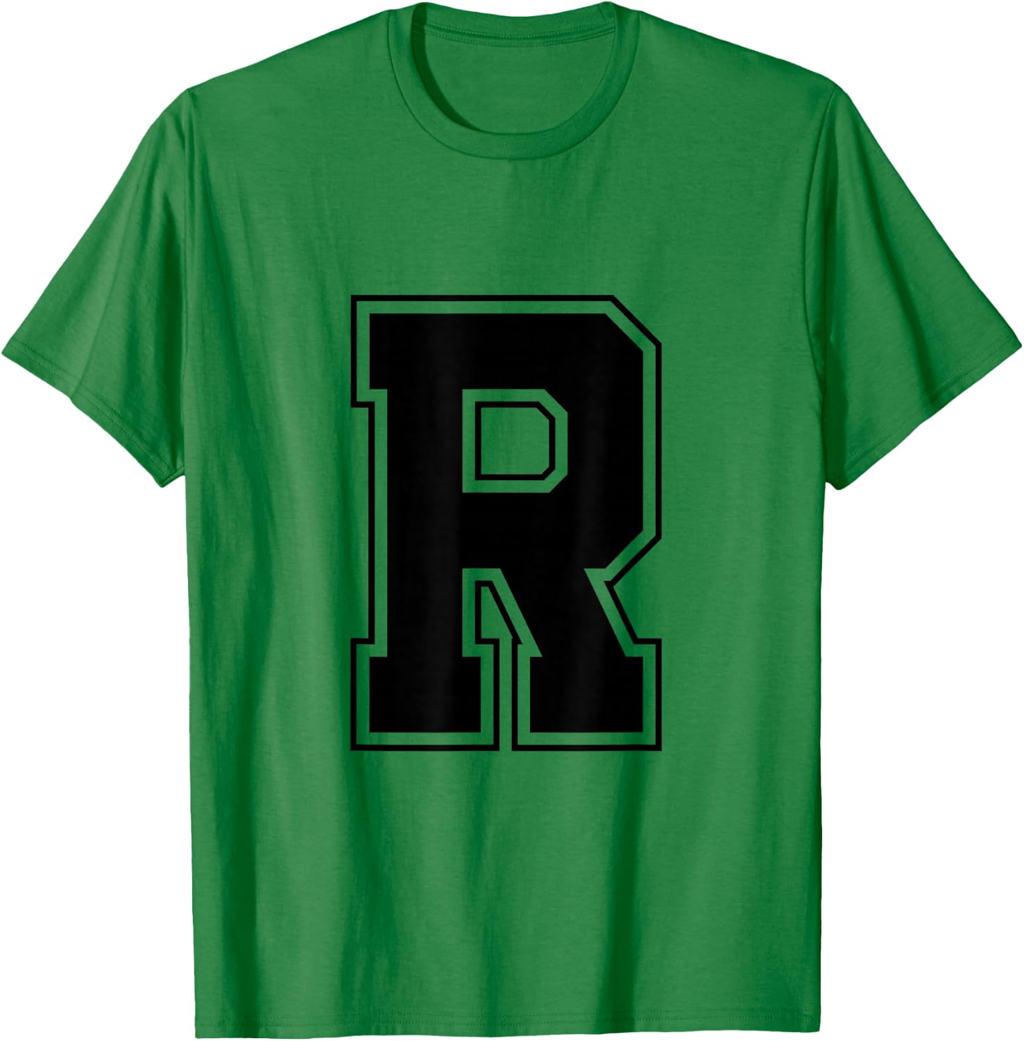 Letter R Big Bold Capital Varsity Alphabet Monogram T-Shirt - T-Shirt | Irish Green