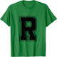Letter R Big Bold Capital Varsity Alphabet Monogram T-Shirt - T-Shirt | Irish Green