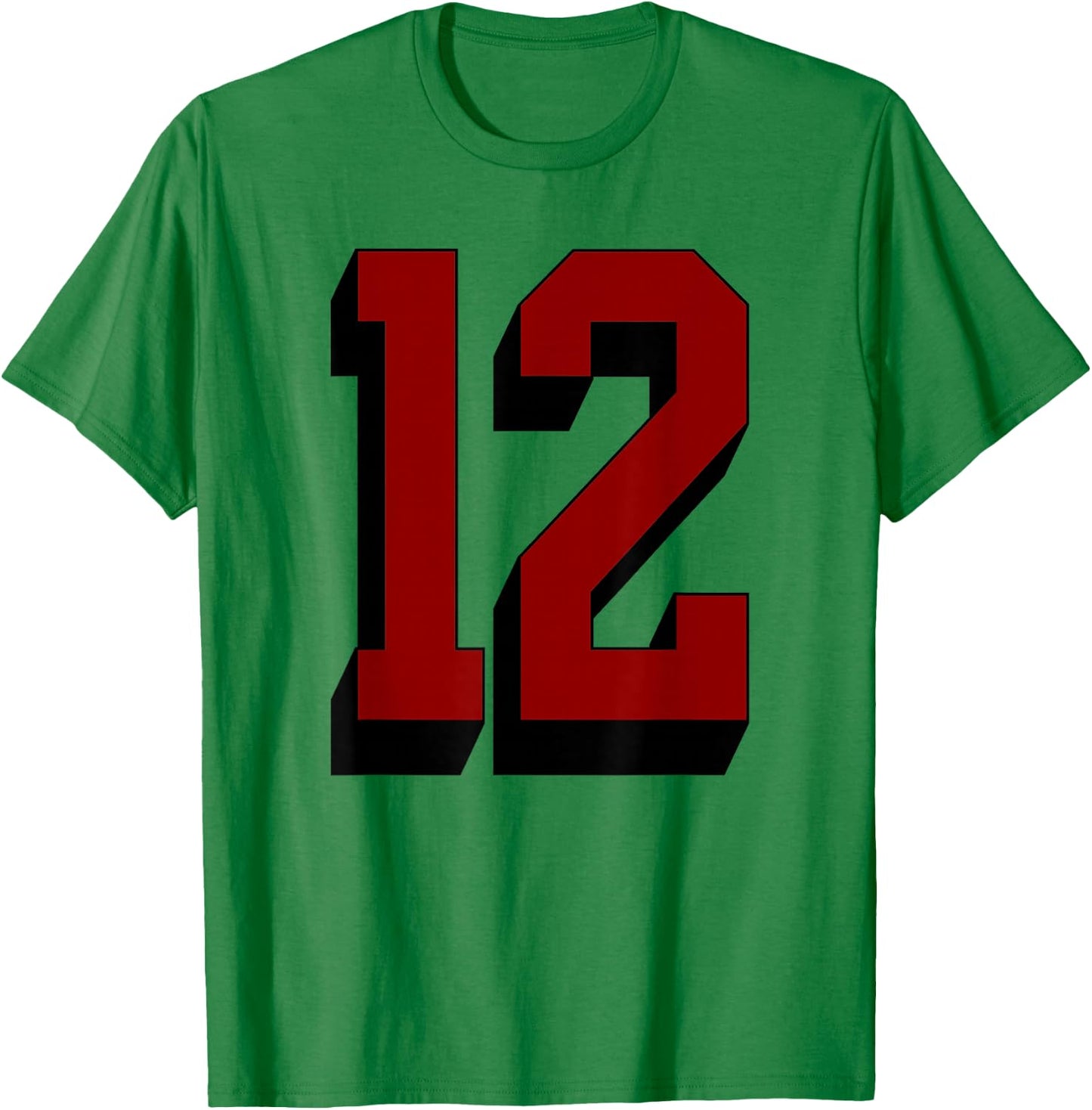 #12 Number 12 Varsity Fan Sports Team White Jersey T-Shirt - T-Shirt | Irish Green