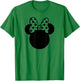 Minnie Mouse - Ear Silhouette Polka Dot Bow T-Shirt - T-Shirt | Irish Green