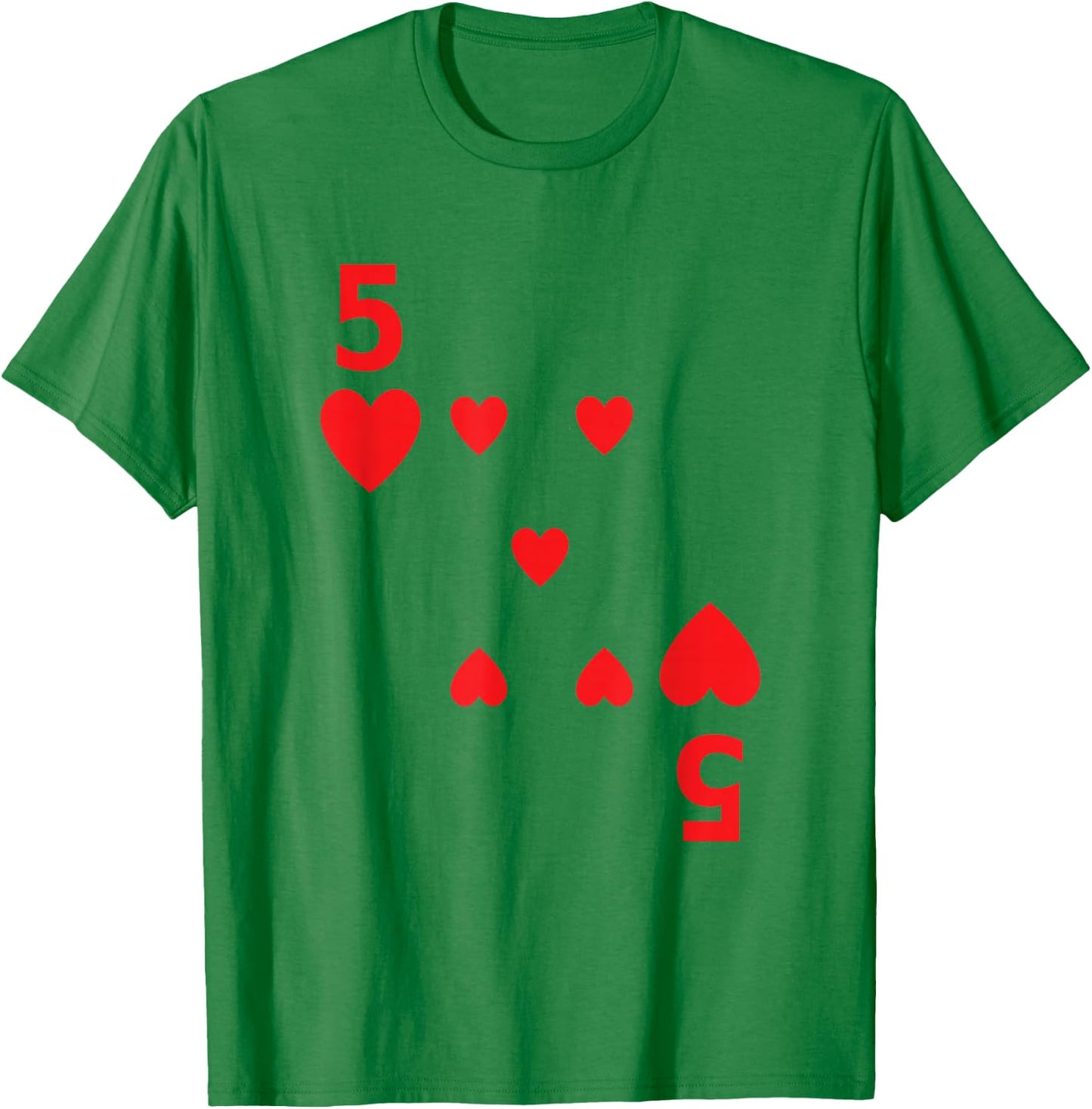 Five of Hearts poker playing card costume group shirt T-Shirt - T-Shirt | Irish Green